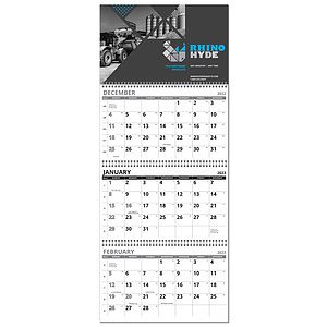 3 Month View Full Color Wall Calendar - 13" Wide