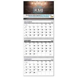 3 Month View Full Color Wall Calendar - 13" Wide