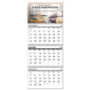 3 Month View Full Color Wall Calendar - 13" Wide