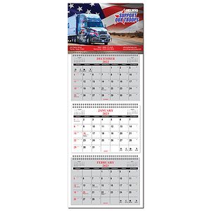 Three Month in View Four Panel Wall Calendar - Full color