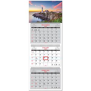 Three Month in View Four Panel Wall Calendar - Full color