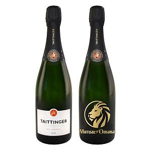 Etched Taittinger Brut La Française Champagne Bottle