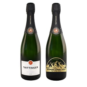 Etched Taittinger Brut La Française Champagne Bottle