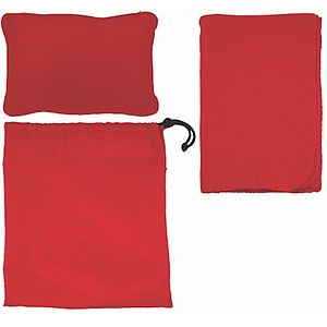 Fleece Blanket/Pillow All-in-1 Travel Set w/Nylon Bag