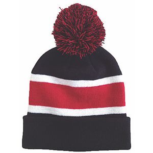 Striped Beanie w/Pom