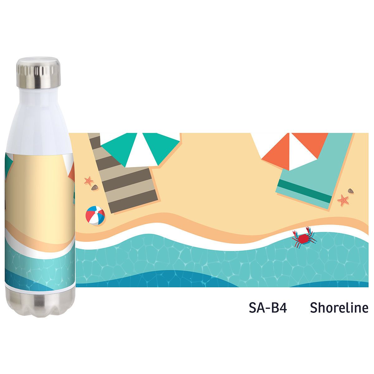 Keep 17 oz vacuum insulated stainless steel bottle with beach stock art ...