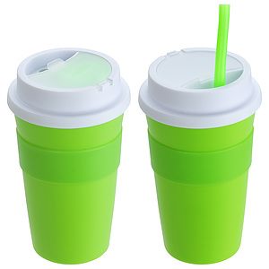 Bistro 14 oz Coffee Cup with Silicone Sleeve + Straw
