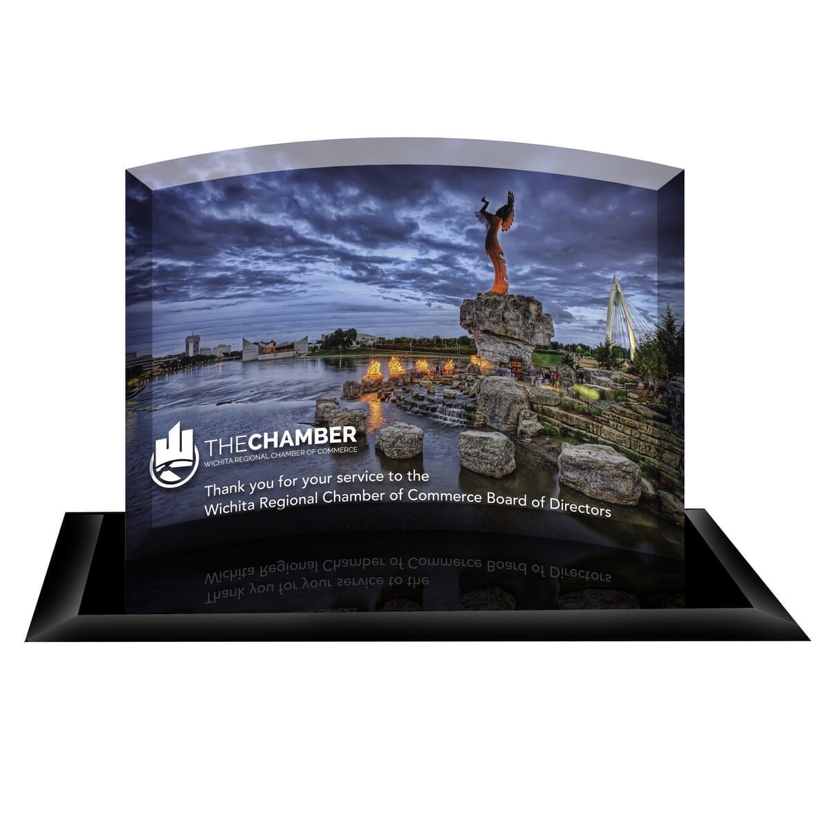 Curved Award Sublimated on Black Mirror Base (10"x7")