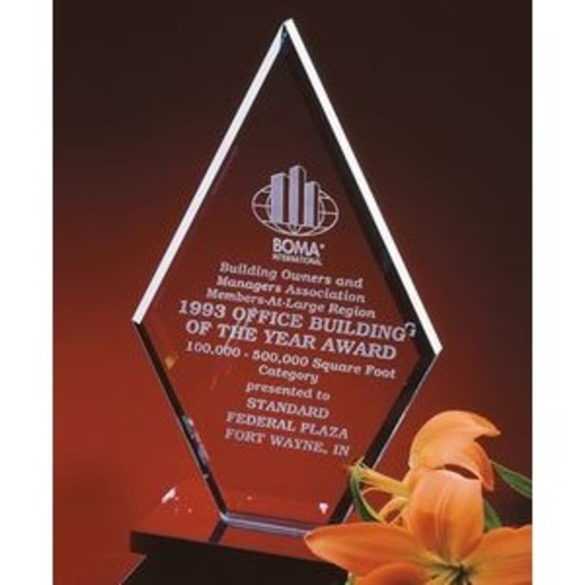 10" Jade Diamond Award on Black Marble Base