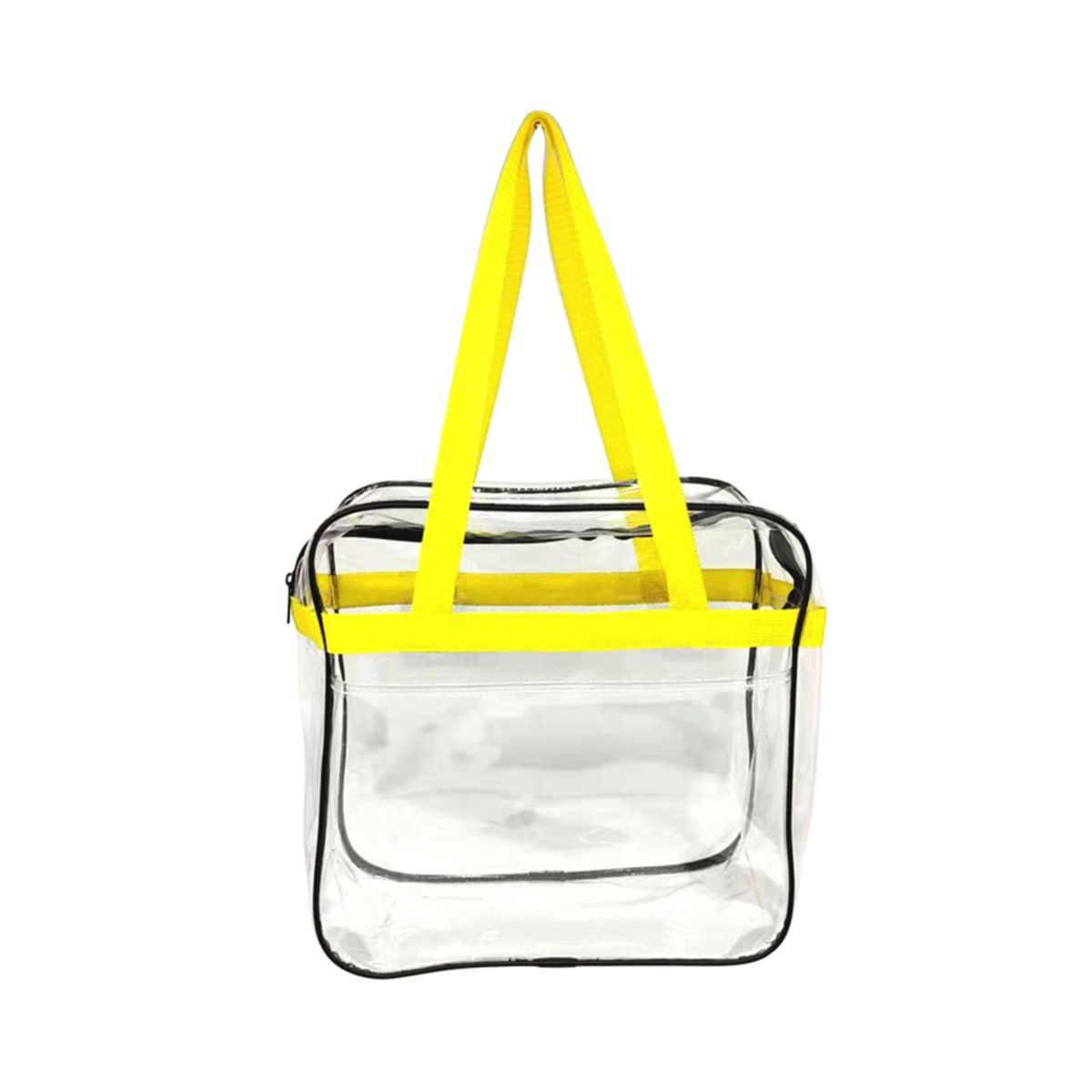 Clear PVC Transparent Tote Bag with Zipper Front Pocket