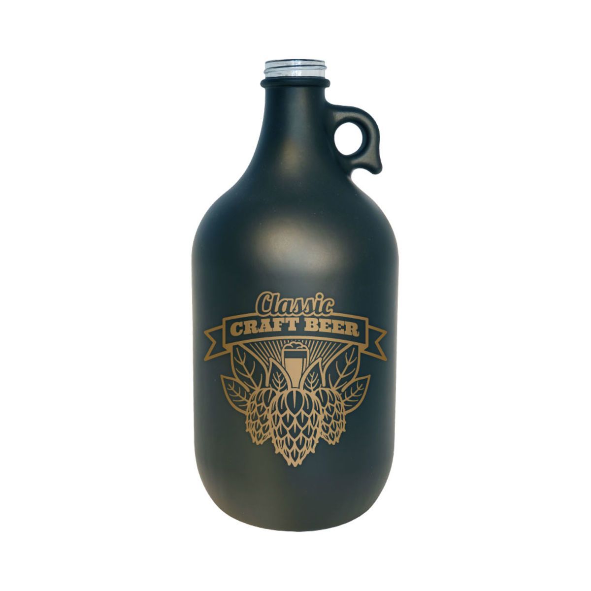 64 oz. matte black glass growler Brandextenders
