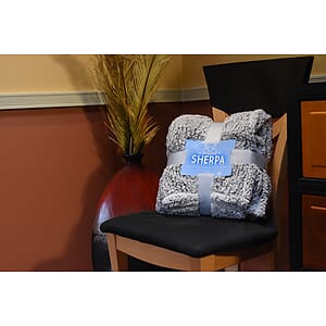 Frosted Sherpa 50"x60" Blanket (BLANK) Grey