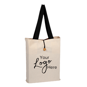 Button-Up Tote 15"W x 16"H x 3" Gusset Bag with Color Handles