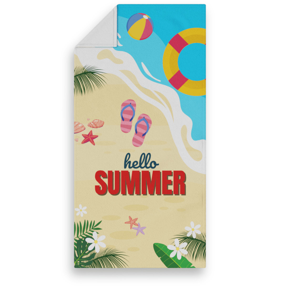 Beach 30" x 60" Dye Sublimated Towel Polyester Velour Front/Cotton Loops Back