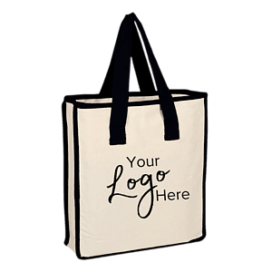 Canvas Shopping 14"W x 15"H x 4" Gusset Bag with Natural Handles
