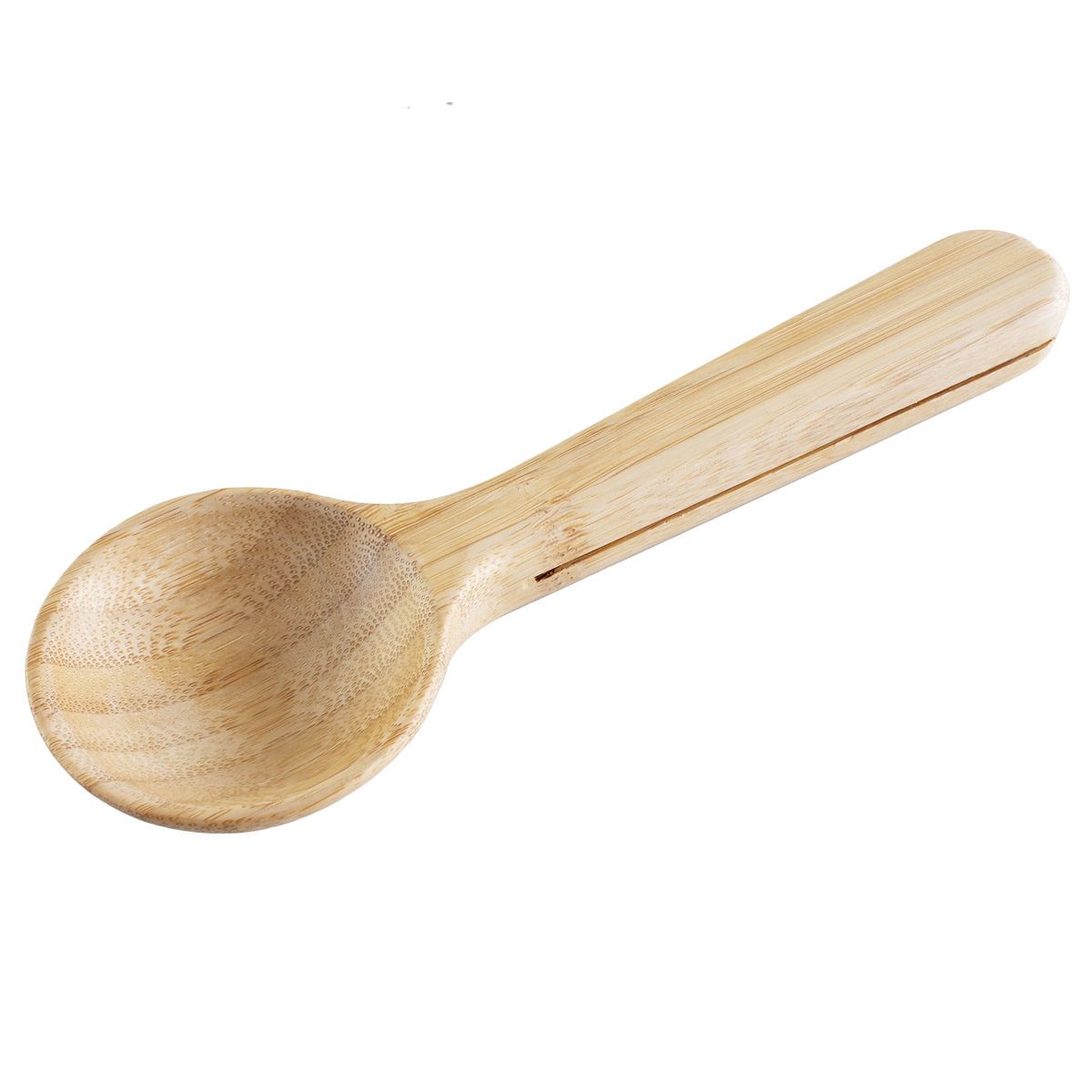 Bamboo coffee scoop with built in bag clip Brandextenders