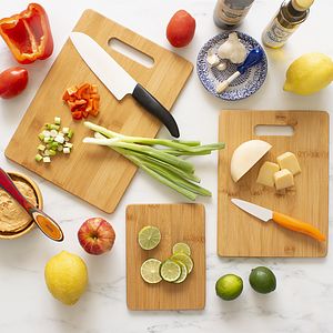 3-Piece Bamboo Cutting Board Set, 13" x 9-1/2", 11" x 8-1/2" and 8" x 6"