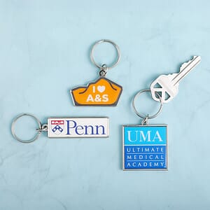Custom Die Cast Keychain w/Offset Print & Epoxy Dome: 2 Side Imprint