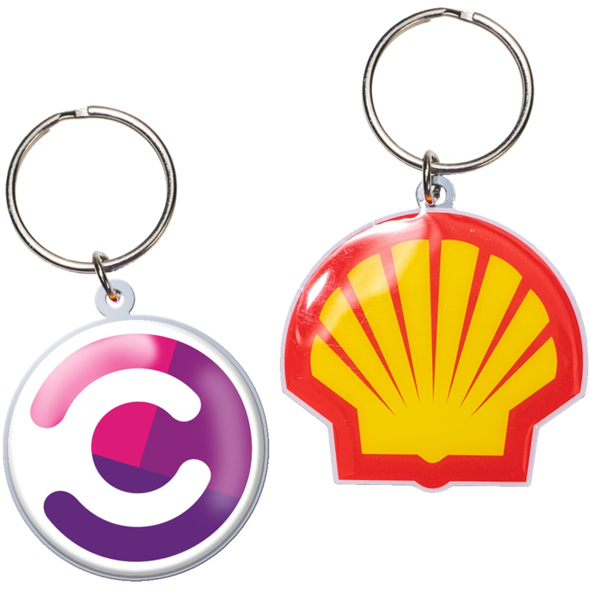 Custom Die Cast Keychain w/Offset Print & Epoxy Dome: 1 Side Imprint