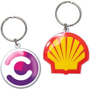 Custom Die Cast Keychain w/Offset Print & Epoxy Dome: 1 Side Imprint