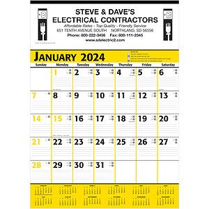 Commercial Contractor Calendar: Yellow & Black 2027