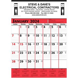 Commercial Contractor Calendar: Red & Black 2027