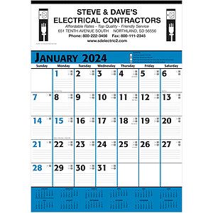 Commercial Contractor Calendar: Blue & Black 2027