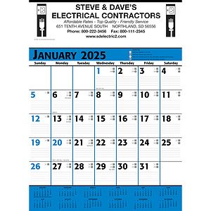 Commercial Contractor Calendar: Blue & Black 2027