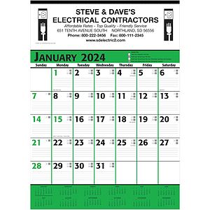 Commercial Contractor Calendar: Green & Black 2027