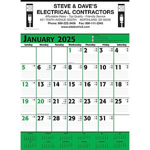 Commercial Contractor Calendar: Green & Black 2027