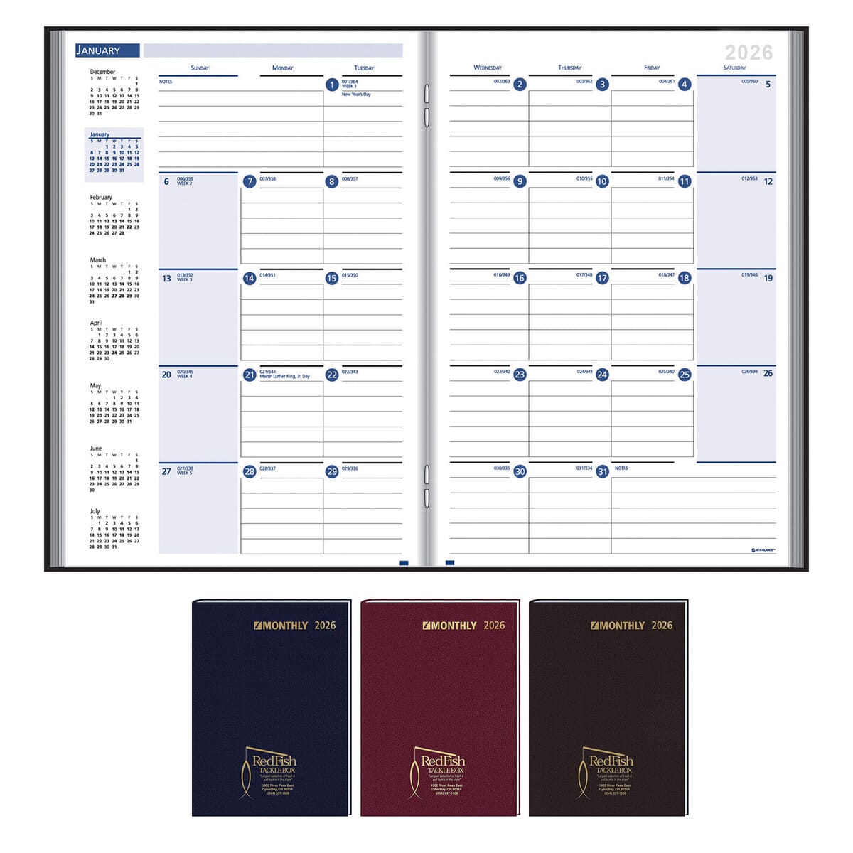 Ruled Monthly Format Stitched To Cover Desk Planner : 32 Page Planner 2026