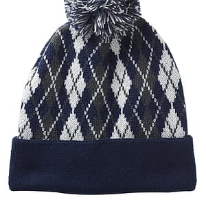 Diamond Pattern Knitted Pompom Beanies