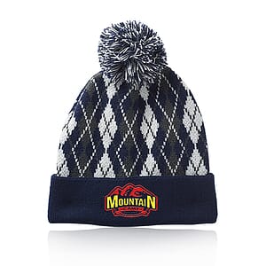 Diamond Pattern Knitted Pompom Beanies