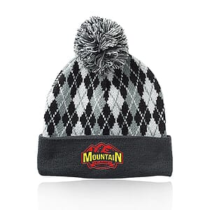 Diamond Pattern Knitted Pompom Beanies
