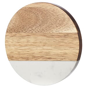 Round Marble and Wood Coasters with Bottle Opener