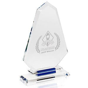 Blue Accent Glass Trophies