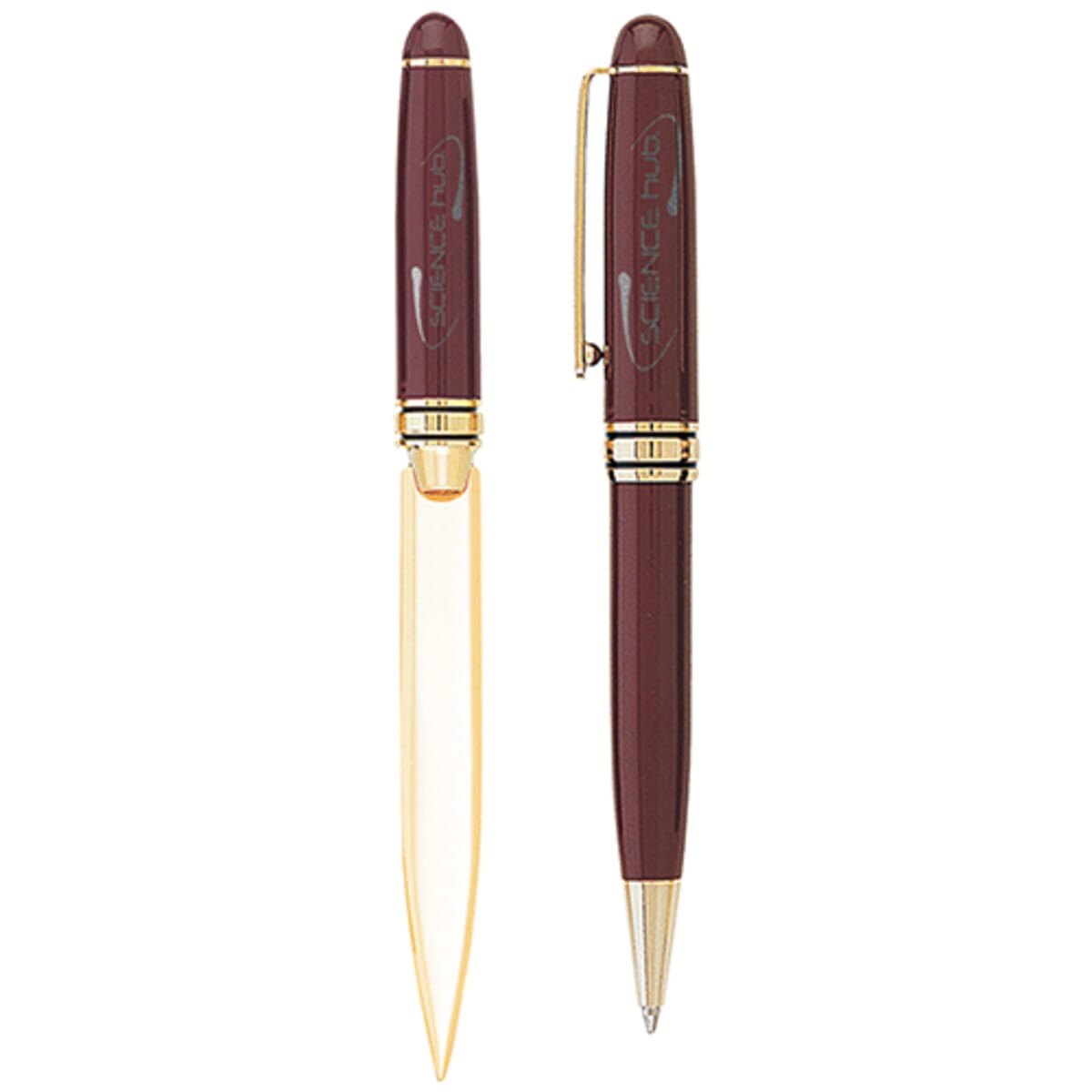 Danish-I Brass Letter Opener with GS Double Pen Set