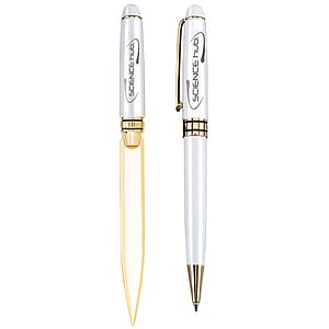 Danish-I Brass Letter Opener with GS Double Pen Set