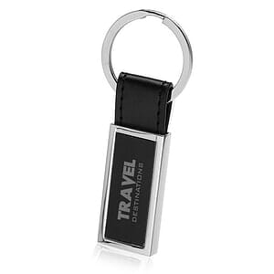 Rectangular Metal & Leather Keychains