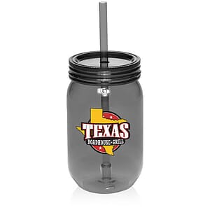 24 oz. Plastic Mason Jars with Straw