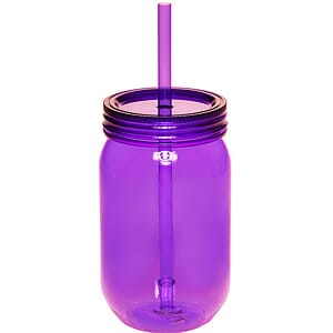 24 oz. Plastic Mason Jars with Straw