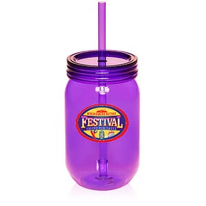 24 oz. Plastic Mason Jars with Straw