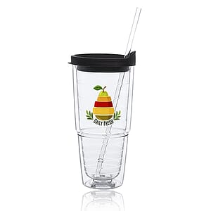 24 oz. Double Wall Solid Clear Orbit  Acrylic Tumblers