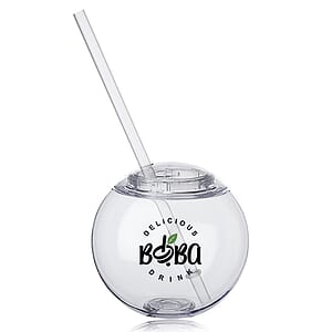 Moran 15 oz Plastic Cocktail Ball with Straw