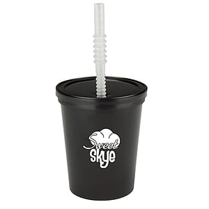 16 oz. Plastic Stadium Cups with Lid and Straw