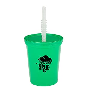 16 oz. Plastic Stadium Cups with Lid and Straw
