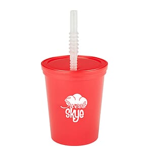 16 oz. Plastic Stadium Cups with Lid and Straw