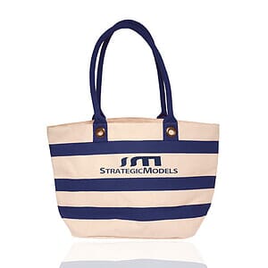 18.25W x 11H inch Striped Sailor Canvas Tote Bags