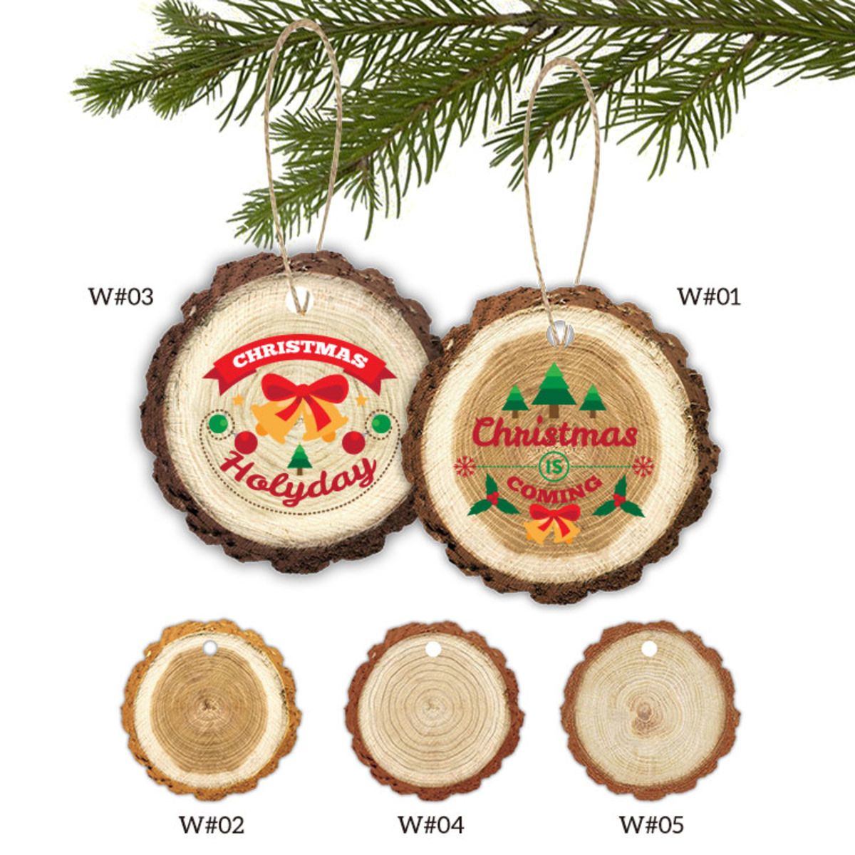 US STOCK 2" Full Color Christmas Ornament - Trunk w/ hemp rope