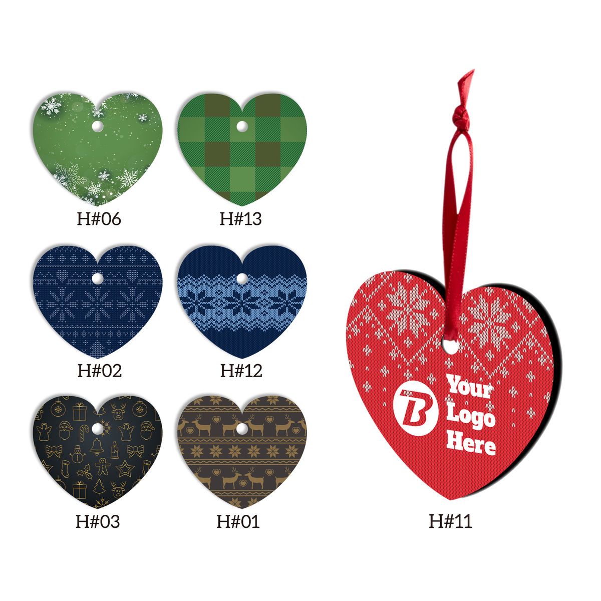 Free Shipping Full Color Christmas Ornament - Heart